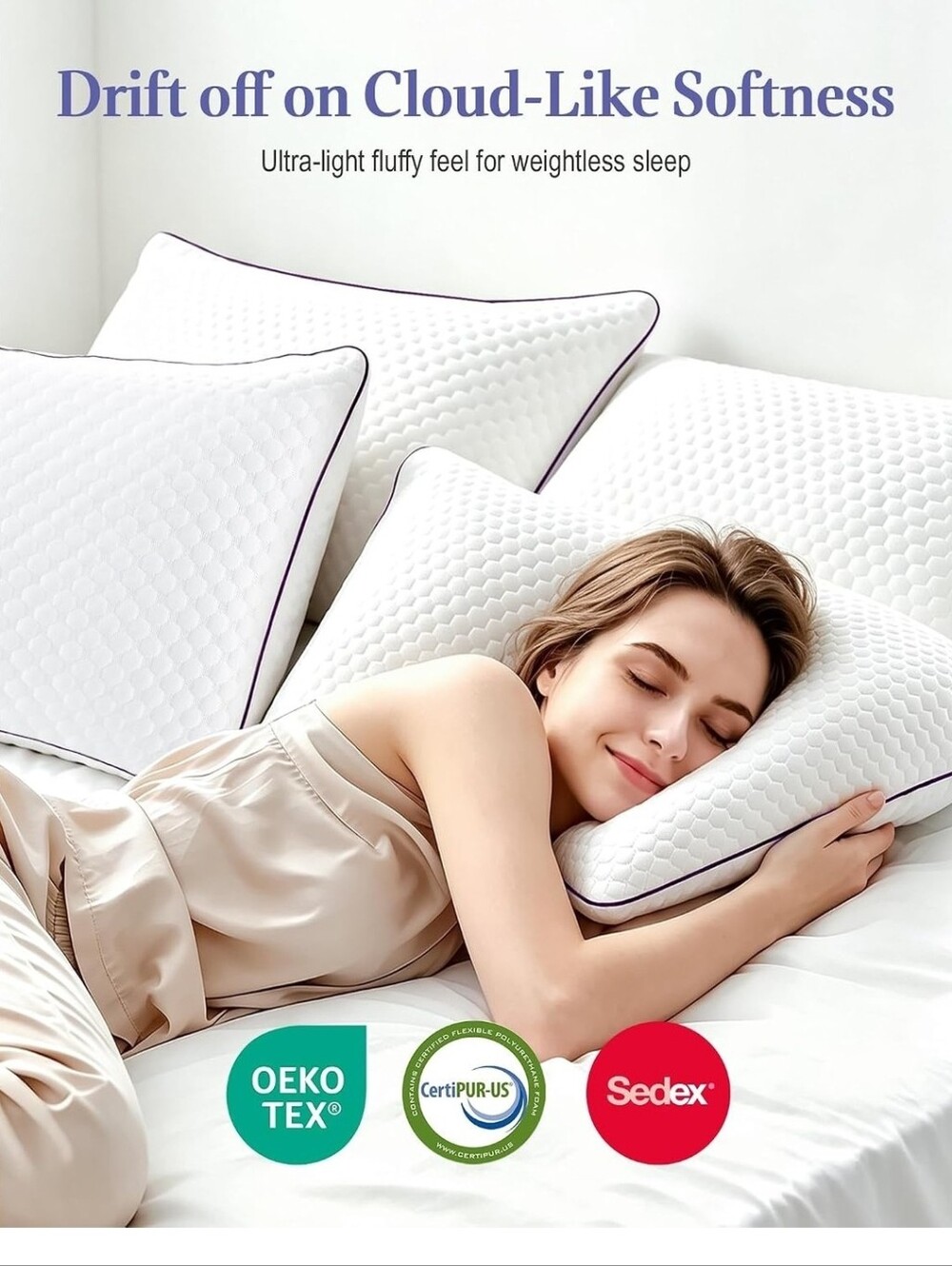 NIB 2 Pack Shredded Memory Foam Pillows Cooling Bamboo Covers Adjustable Loft - Picture 6 of 11